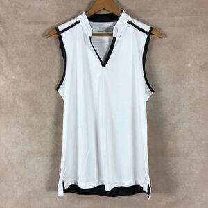 MAGGIE LANE Women's White/Black Sleeveless Sport Polo NEW XL